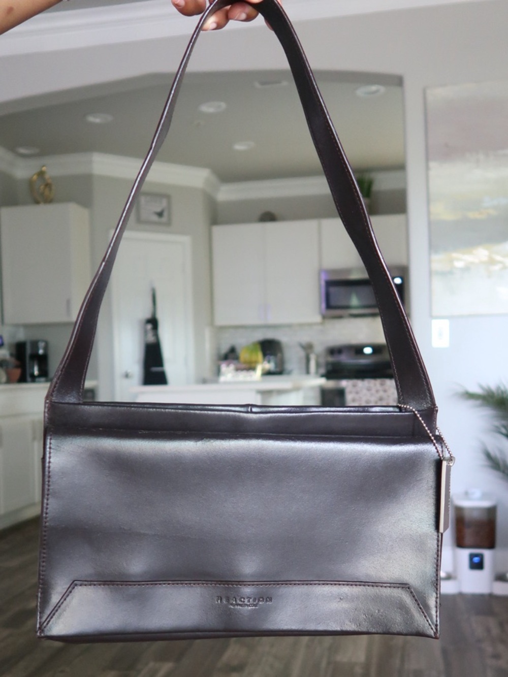Kenneth Cole Dark Brown Leather Messenger Shoulder Bag